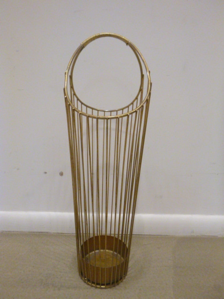 MidCentury Brass Wire Umbrella Stand at 1stdibs