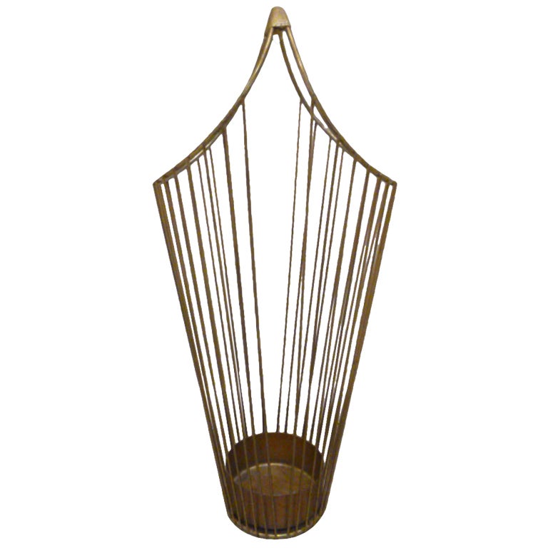 MidCentury Brass Wire Umbrella Stand at 1stdibs