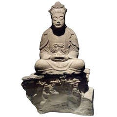 Large Early Carved Stone Buddha 8