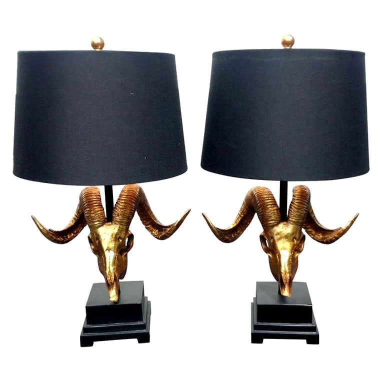 Lampes crâne de bélier doré