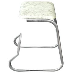 Chrome & Faux Snakeskin Bar Stools by Stendig