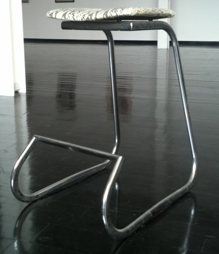 Late 20th Century Chrome & Faux Snakeskin Bar Stools by Stendig
