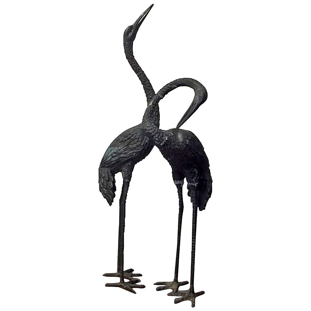 Pair of Lifesize Art Deco Brass Cranes at 1stDibs