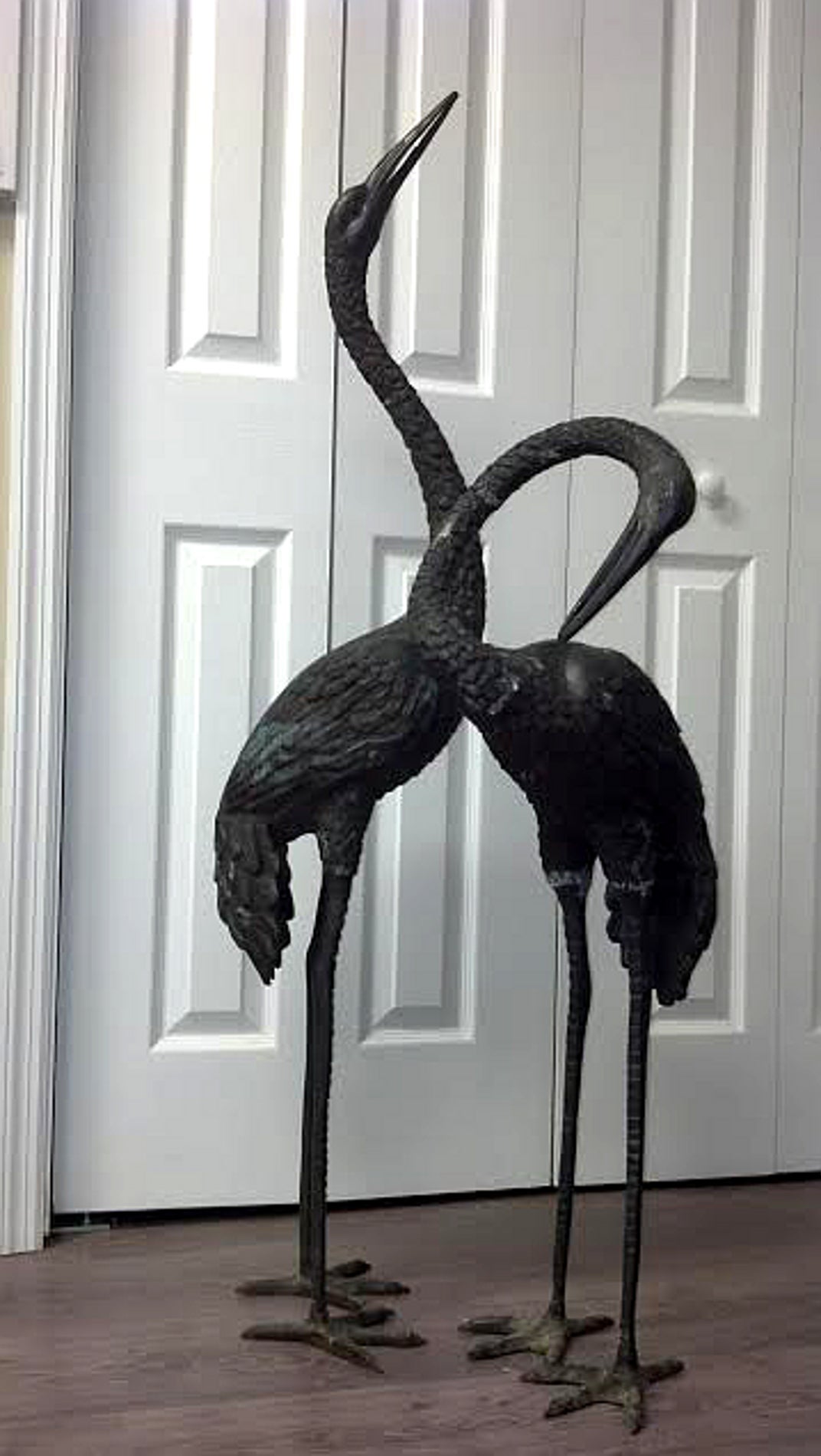 Pair of Lifesize Art Deco Brass Cranes