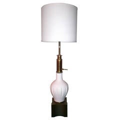 Vintage White Ceramic and Brass Table Lamp by Stiffel 8