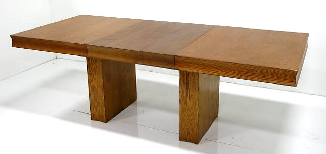 French Modernist Oak Dining Table In Excellent Condition In New York, NY