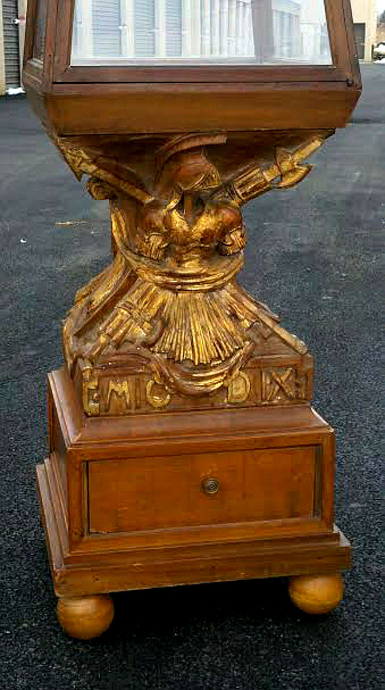 Baroque Large Carved and Gilded Fruit Wood Vitrine