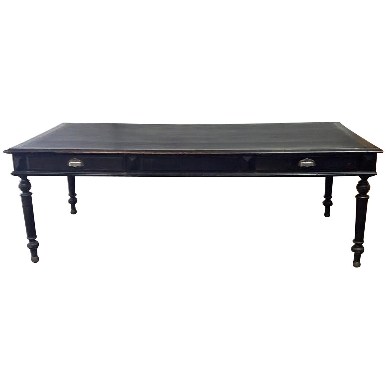 Monumental 19th Century Leather Top Table