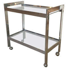 Barwagen aus Chrom und Rauchglas, 1970er Jahre