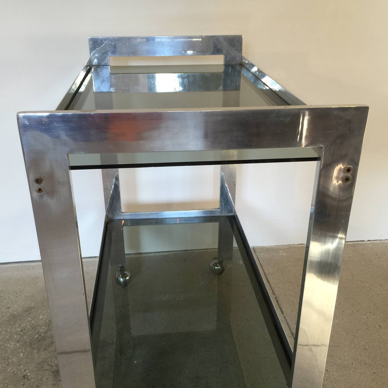 1970s Chrome and Smoked Glass Bar Cart In Excellent Condition In New York, NY