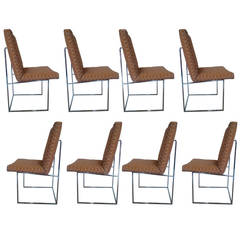 Set of 8 Chrome Dining Chairs by Milo Baughman for Thayer Coggin in COM