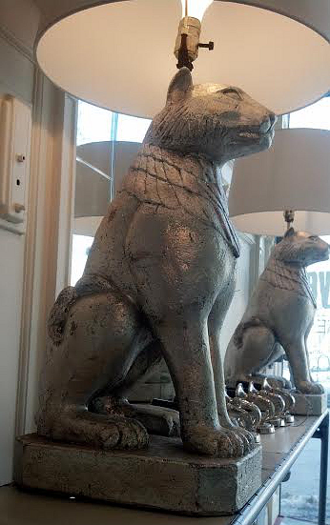 Monumental Pair of Art Deco, Cat-Form Lamps In Excellent Condition In New York, NY