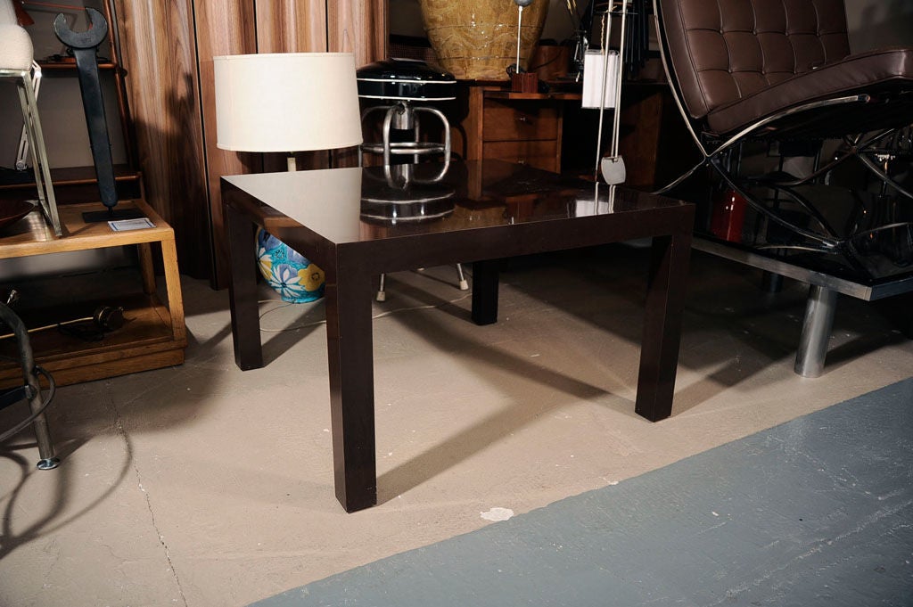 Parsons Occasional Table in Brown Lacquer by Milo Baughman 1