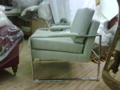 Chrome Club Chair by Milo Baughman for Thayer Coggin in Mohair