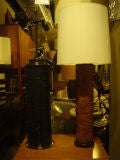 Vintage Wallpaper Roll Table Lamp in Ebonized Finish