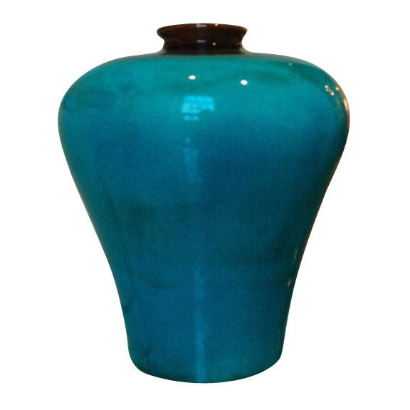 Cerulean Blue Ceramic Vase by Raymor Italy