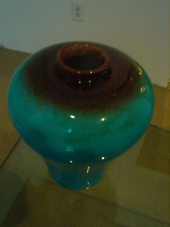 Mid-20th Century Cerulean Blue Ceramic Vase by Raymor Italy