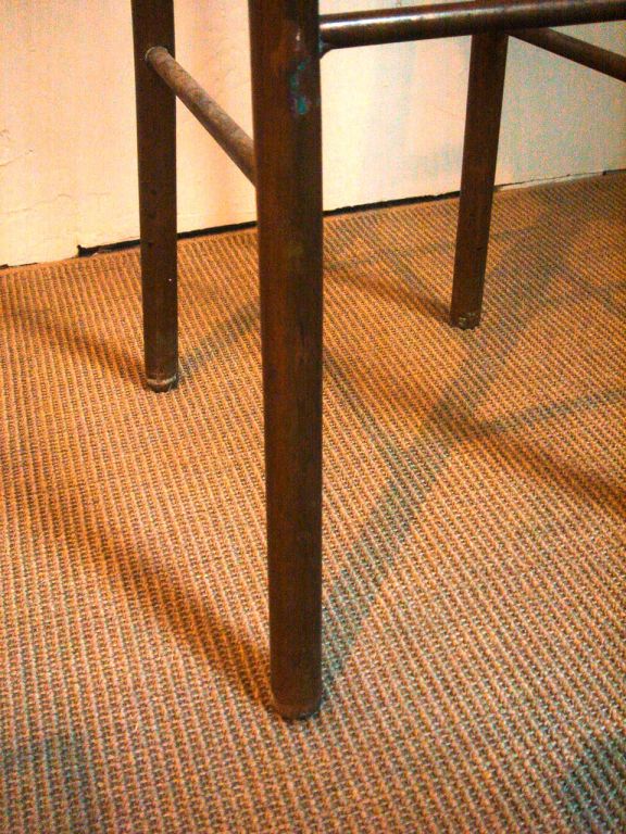 Set of 4 French Bar Stools with Tufted White Leather Seats 6