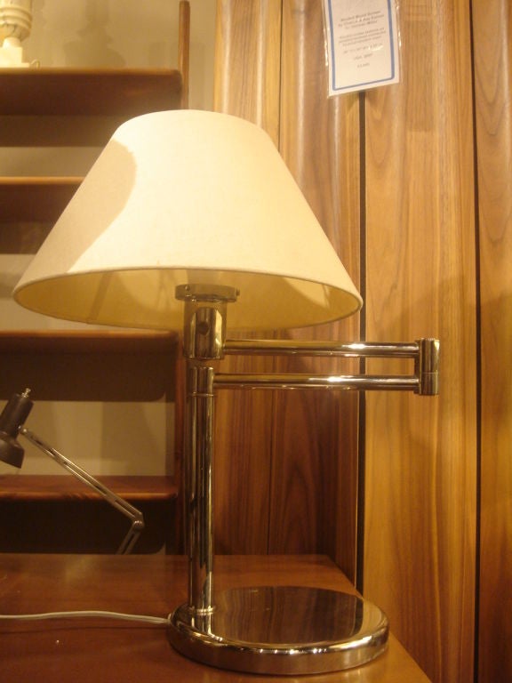 Chrome Swing Arm Desk Lamp by Nessen Studio In Excellent Condition In New York, NY