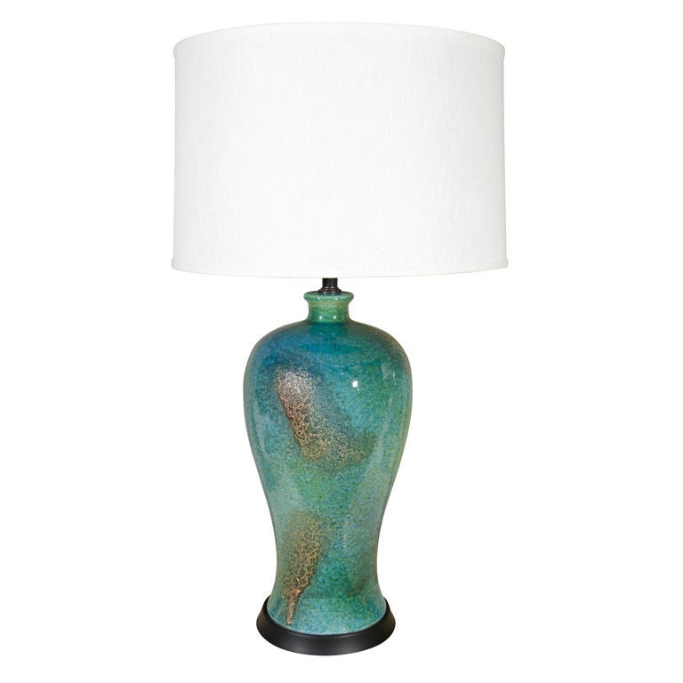 Pair of Cerulean Blue Ceramic Table Lamps by Marbro