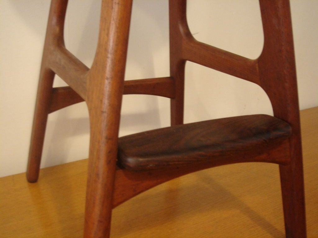 Wood & Black Leather Counter Bar Stool by Erik Buck In Excellent Condition In New York, NY