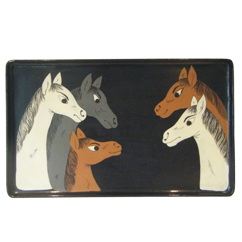 Rare Horse Serving Tray by Gabriella Crespi