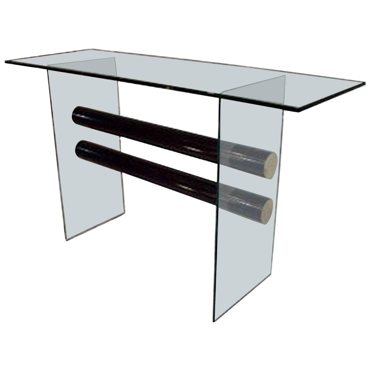 Pace Collection Glass and Steel Console Table For Sale at 1stdibs