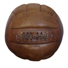 1940s Brown Leather Soccer Ball by John Woodbridge & Sons Ltd