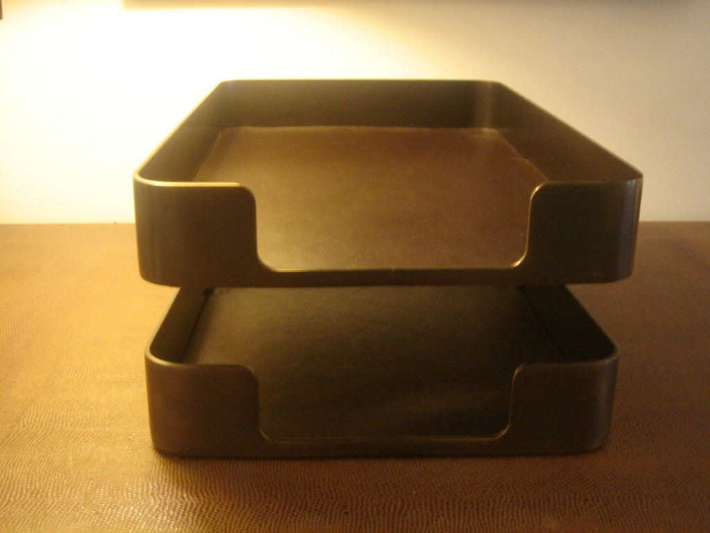 American Radius One Double Letter Tray by William Sklaroff in Bronze