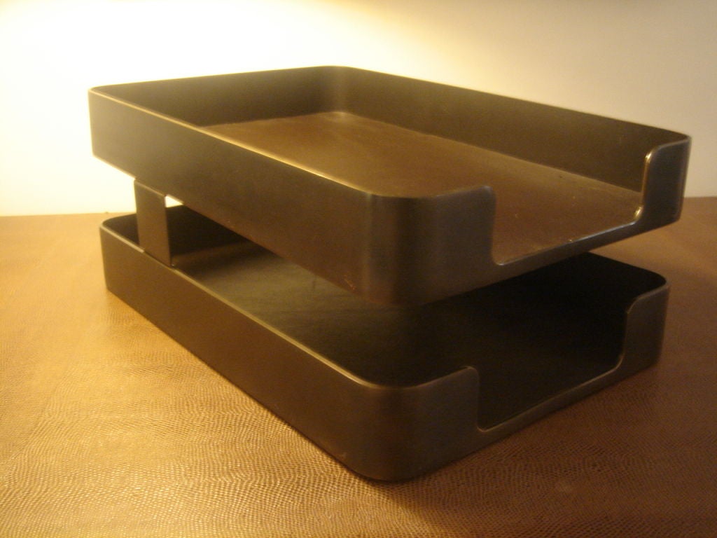 Late 20th Century Radius One Double Letter Tray by William Sklaroff in Bronze