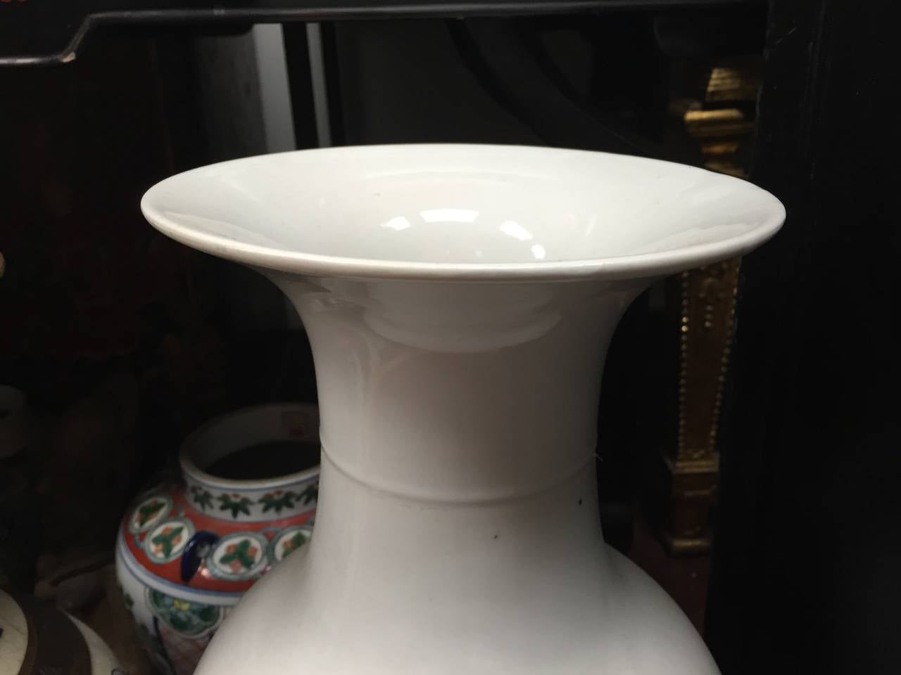 Ceramic 19th Century Chinese White Monochrome Vase