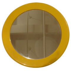 Vintage French Yellow Resin Round Mirror