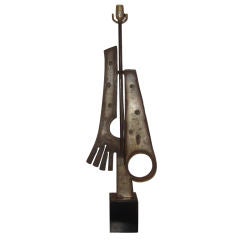 Brutalist Torch Cut Metal Table Lamp by Laurel