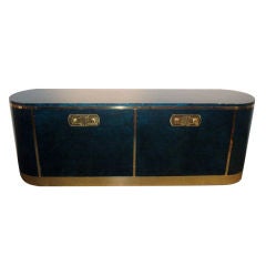 Malachite Lacquered Parchment Cabinet by Mastercraft