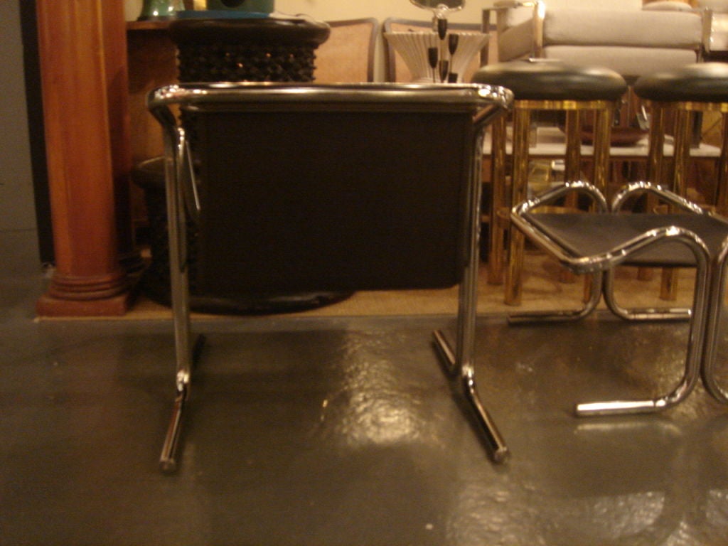 Tubular Chrome & Black Canvas Chair & Ottoman by Jerry Johnson 4