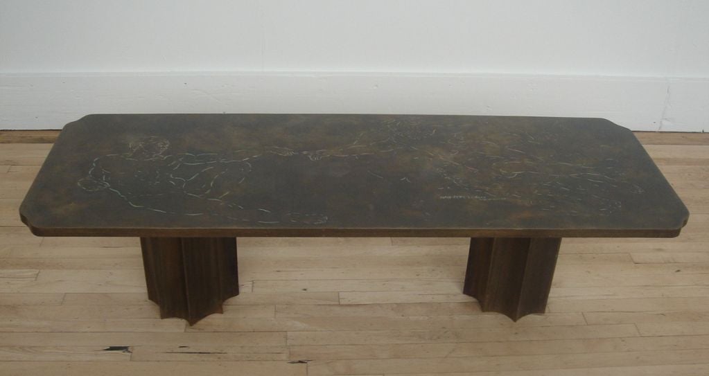 Rare Creator Bronze Cocktail Table by Philip & Kelvin Laverne