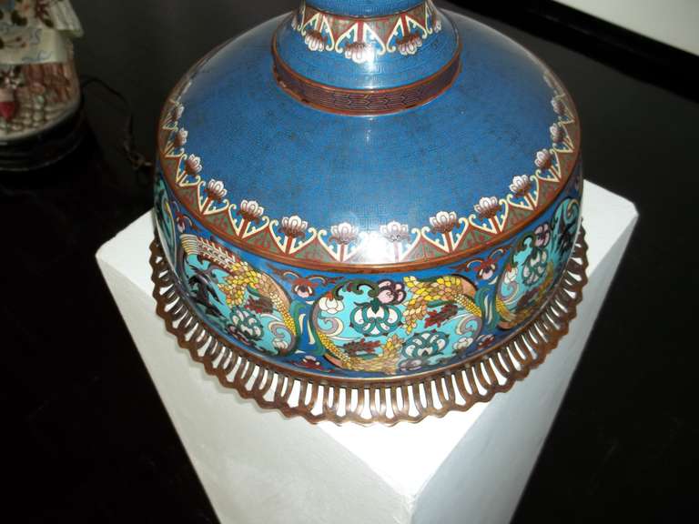 A Large 19th Century Cloisonne Footed Bowl with Lid 2