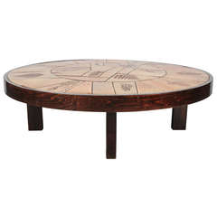 Botanical Tile Top Low Coffee Table by Vallauris