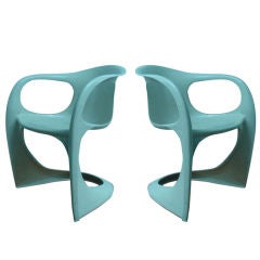 Vintage Pair of Off-White Dining Chairs by Alexander Begge for Casala