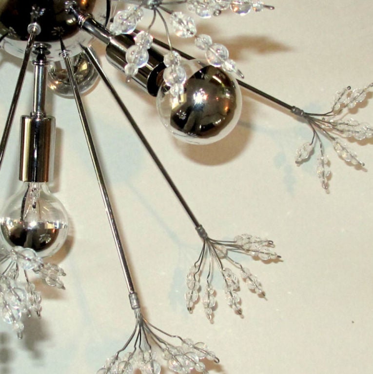 Chrome Sputnik Light Fixture with Crystal Floral Sprays