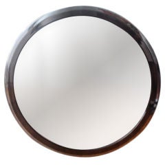 Chrome Smoked Round Mirror in the style of Karl Springer