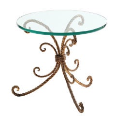 Italian Gilt Rope Metal & Glass Table