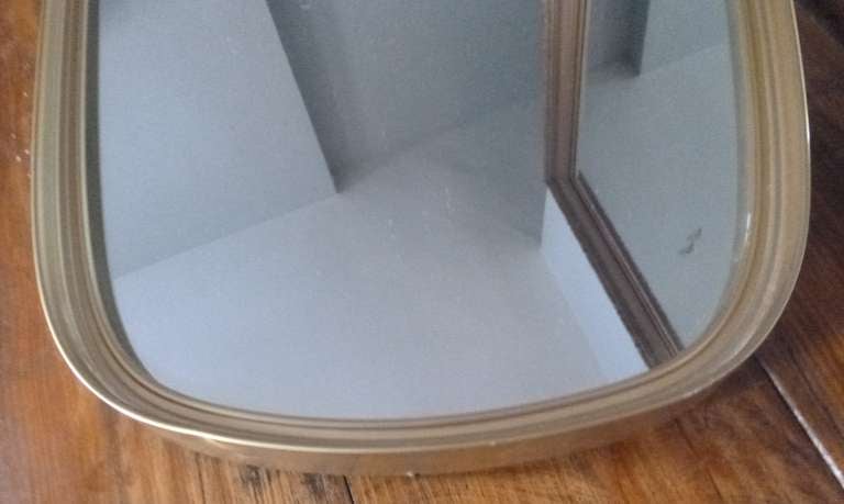 Brass Oblong Oval Wall Mirror In Excellent Condition In New York, NY