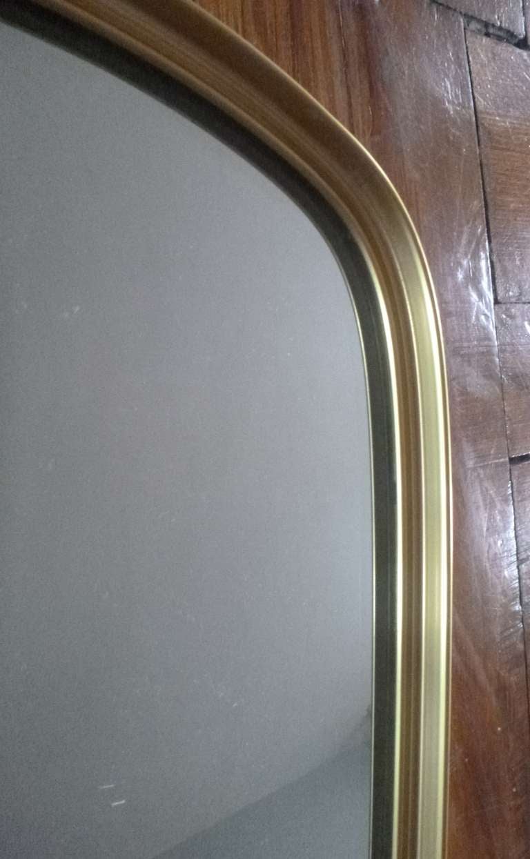 Mid-20th Century Brass Oblong Oval Wall Mirror