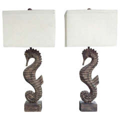 Vintage Pair of Seahorse Form Lamps