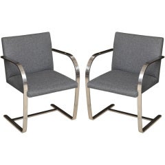 Pair of Knoll "Brno" Chrome Armchairs in COM / COL