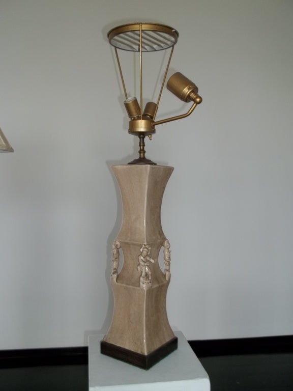 Pair of Asian style Crackle Glaze Table Lamps