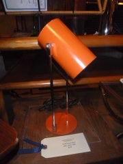 1960s Minimalist Orange Steel Desk Lamp