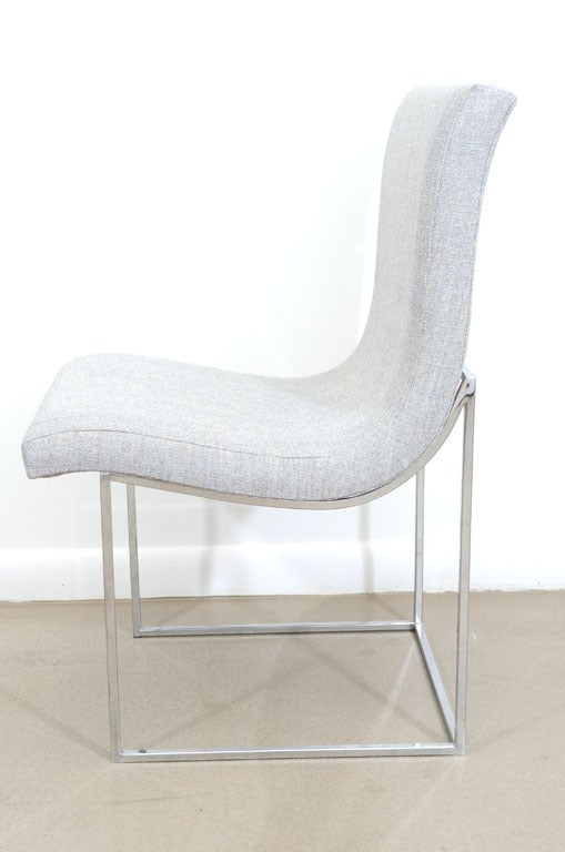 Milo Baughman Scoop Chrome Dining Chair in COM