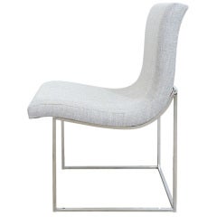 Milo Baughman Scoop Chrome Dining Chair in COM